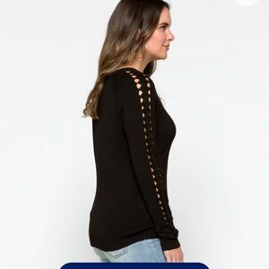 Braided sleeve sweater